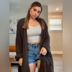 Aerie Charcoal/Green Cardigan